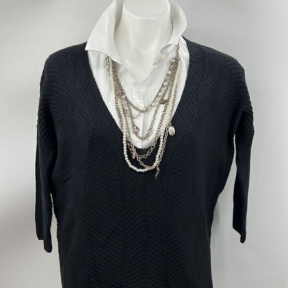 Express black XS hi lo  V neckline sweater - Picture 1 of 5